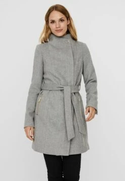Vero Moda VMTWODOPE BELT JACKET - Kurzmantel - Light Grey Melange -Damenbekleidungsgeschäft 2aec8905c8c34b30b5d6bd1d9ded48cc 1