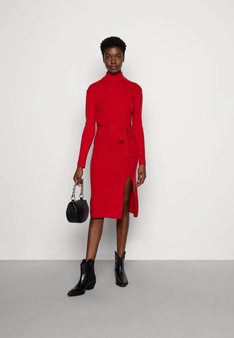 Anna Field ROLLKRAGEN RIPP MINI STRICKKLEID MIT GÜRTEL - Strickkleid - Red 4 Anna Field ROLLKRAGEN RIPP MINI STRICKKLEID MIT GÜRTEL - Strickkleid - Red – Bild 2