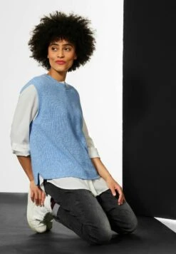 STREET ONE ÄRMELLOSER - Strickpullover - Blau -Damenbekleidungsgeschäft 607b47929a4643dd888c81cad996f48b