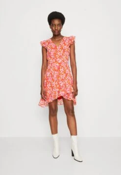 Anna Field VOLANT SHORT DRESS - Freizeitkleid - Red/multicoloured