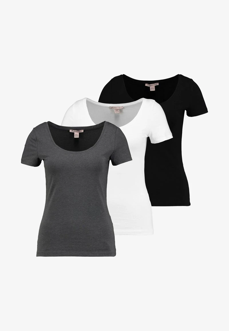 Anna Field 3 PACK - T-Shirt Basic - White/black/dark Grey 6 Anna Field 3 PACK - T-Shirt Basic - White/black/dark Grey – Bild 4