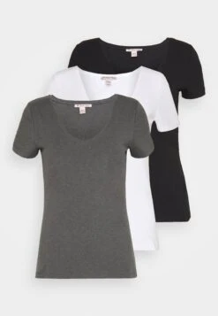 Anna Field 3 PACK - T-Shirt Basic - Black, White -Damenbekleidungsgeschäft d8673abc075746a285714e911a623aef 1