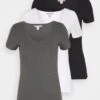 Anna Field 3 PACK - T-Shirt Basic - Black, White -Damenbekleidungsgeschäft d8673abc075746a285714e911a623aef